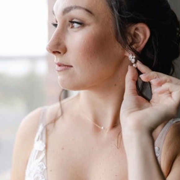 Gold and Crystal Bridal Earrings - Picture 2 of 2